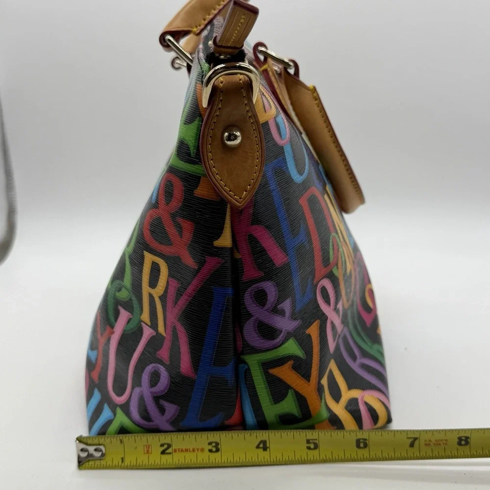 Dooney & Bourke Retro‎ Grafica Satchel Purse Bag Rainbow Zipper Black Dust Bag